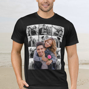 カップルのためのカットアウトフォトコラージュ Tシャツ