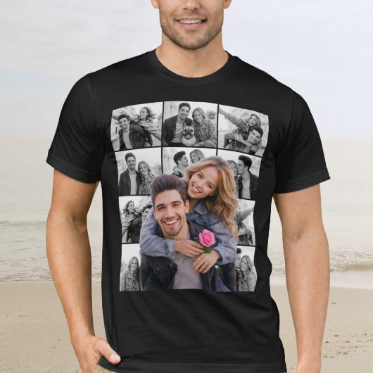 カップルのためのカットアウトフォトコラージュ Tシャツ