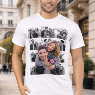 カップルのためのカットアウトフォトコラージュ Tシャツ