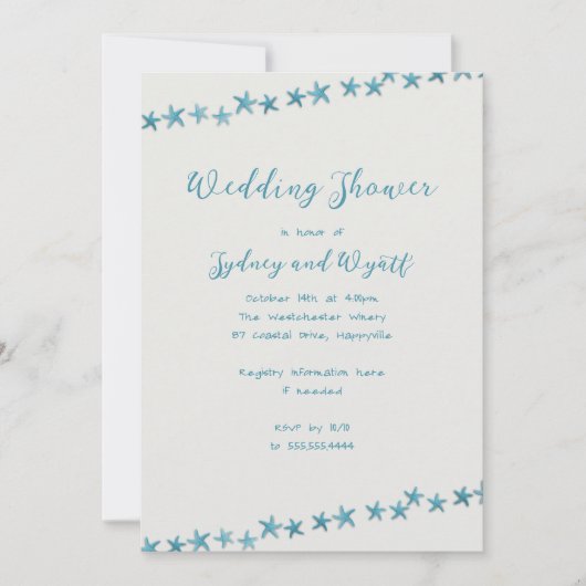 カップルのためのシースターズウェディングシャワー前パーティー 招待状 (正面)