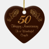 カップルのためのパーソナライズな第50記念日のギフト セラミックオーナメント (裏面)