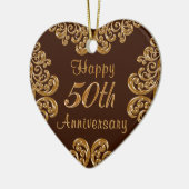 カップルのためのパーソナライズな第50記念日のギフト セラミックオーナメント (左)