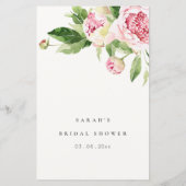 カップルのためのピンク牡丹フローラブライダルシャワーアドバイス (裏面)