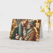 カップルのためのロマンチックなクリスマスカード カード (黄色い花)