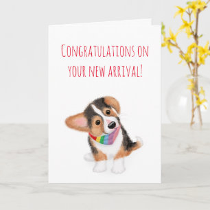 カップルのための新しい子犬のおめでたいレインボーカード カード