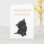 カップルのための新しい黒い子猫おめでとうカード カード (黄色い花)