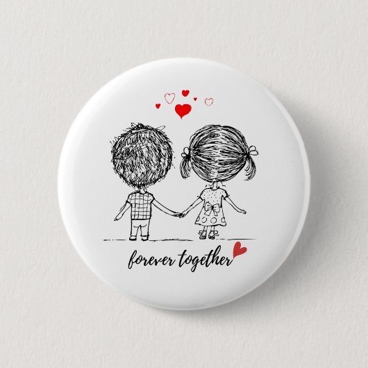 カップルのためのForever Together デザイン 缶バッジ (正面)