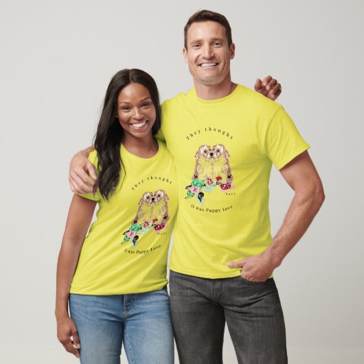 カップルのためのTシャツ 子犬のような恋 Tシャツ (ユニセックス)