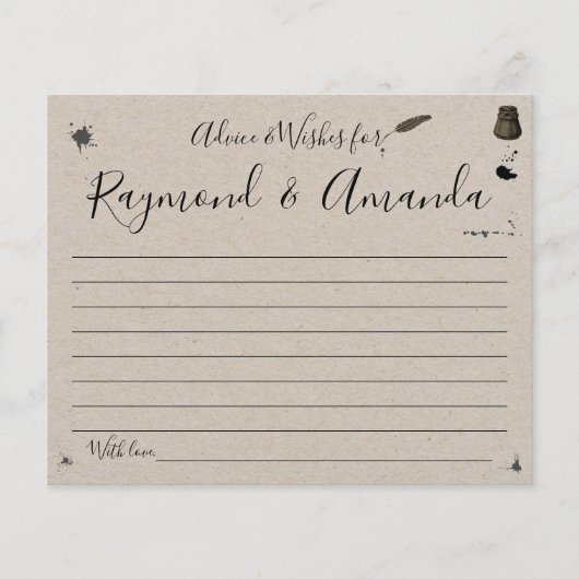 カップルのアドバイスと願いブライダルシャワーカード チラシ (正面)