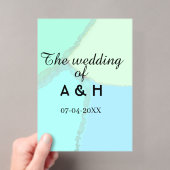 カップルのイニシャルと挙式日の入った結婚式 アクリル招待状 (インサイチュ (ポータブル))