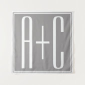 カップルのイニシャルまたはその他のテキスト | 白とグレー タペストリー (正面)