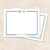 カップルのイニシャルニューライヴァーズNavy Blueありがとう ノートカード