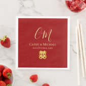 カップルのイニシャル モダンな中国の結婚式 赤 (インサイチュ)
