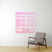 カップルのイニシャル | 優しいピンクのグラデーション タペストリー (インサイチュ(横))