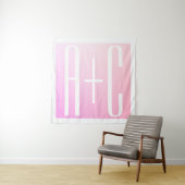 カップルのイニシャル | 優しいピンクのグラデーション タペストリー (インサイチュ)