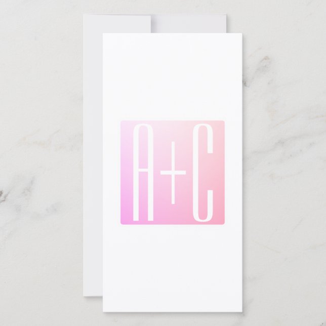 カップルのイニシャル |微妙なピンクのグラデーション (正面)