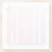 カップルのイニシャル |微妙なピンクのグラデーション ガラスコースター (裏面)