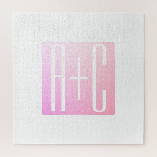 カップルのイニシャル |微妙なピンクのグラデーション ジグソーパズル (縦)