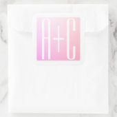 カップルのイニシャル |微妙なピンクのグラデーション スクエアシール (バッグ)