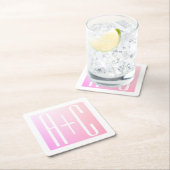 カップルのイニシャル |微妙なピンクのグラデーション スクエアペーパーコースター (インサイチュ)