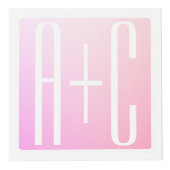 カップルのイニシャル |微妙なピンクのグラデーション フォトキューブ (正面)