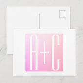 カップルのイニシャル |微妙なピンクのグラデーション ポストカード (正面/裏面)