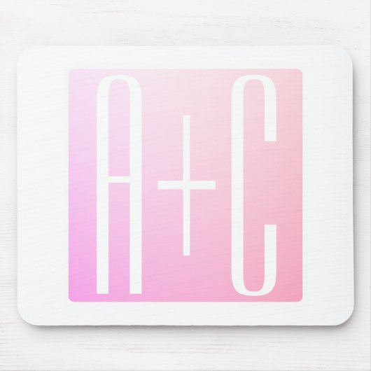 カップルのイニシャル |微妙なピンクのグラデーション マウスパッド (正面)