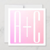 カップルのイニシャル |微妙なピンクのグラデーション マグネット招待状 (正面)