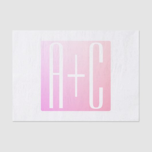 カップルのイニシャル |微妙なピンクのグラデーション 薄葉紙 (正面)