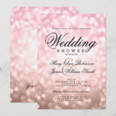 カップルのウェディングシャワーのバラの赤面のピンクライト 招待状 (正面/裏面)