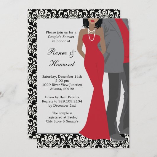 カップルのウェディングシャワーの招待状 招待状 (正面/裏面)