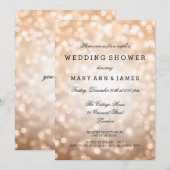 カップルのウェディングシャワーの銅のグリッターライト 招待状 (正面/裏面)