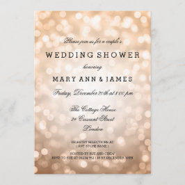 カップルのウェディングシャワーの銅のグリッターライト 招待状