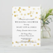 カップルのウェディングシャワーゴールドフォイルグリッターライト 招待状 (スタンド正面)