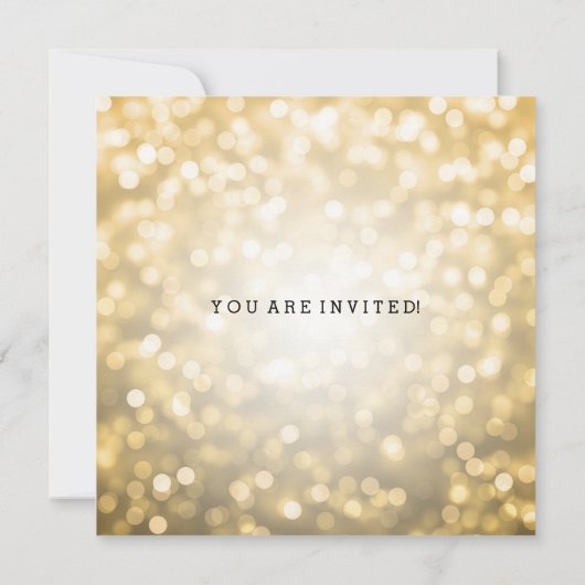 カップルのウェディングシャワー金ゴールドグリッターライト 招待状 (裏面)