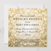 カップルのウェディングシャワー金ゴールドグリッターライト 招待状 (正面)
