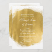 カップルのウェディングシャワー金ゴールド絵を描の外観 招待状 (正面/裏面)