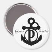 カップルのカスタムイニシャルPいかりクルーズドア マグネット (正面/裏面)