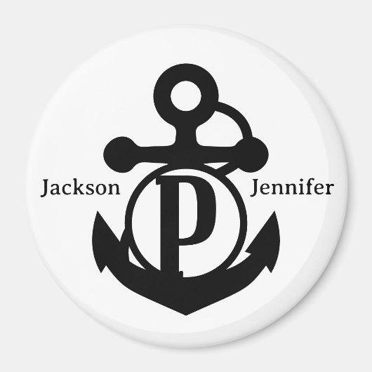 カップルのカスタムイニシャルPいかりクルーズドア マグネット (正面)