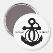 カップルのカスタムQイニシャルいかりクルーズドア マグネット (正面/裏面)