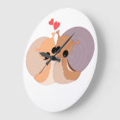 カップルのカタツムリのハグの壁時計 – 愛 ラージ壁時計 (傾斜)