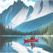 カップルのカヤックをテーマにした シール (正面)