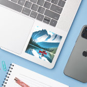 カップルのカヤックをテーマにした シール (ノートパソコンとiPhone)