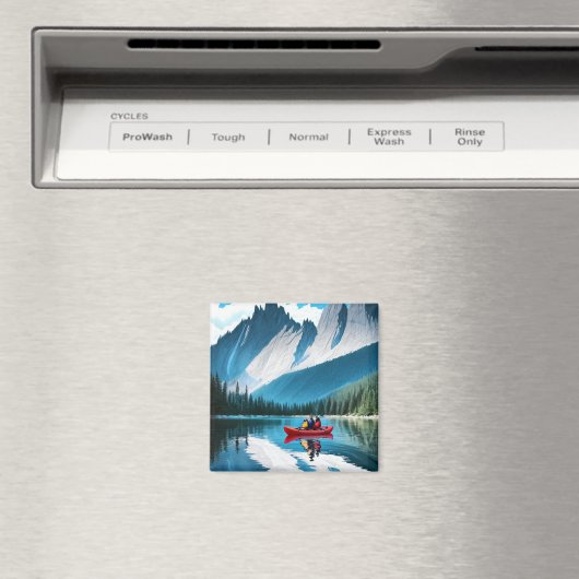 カップルのカヤックをテーマにした マグネット (インサイチュ (食洗機))