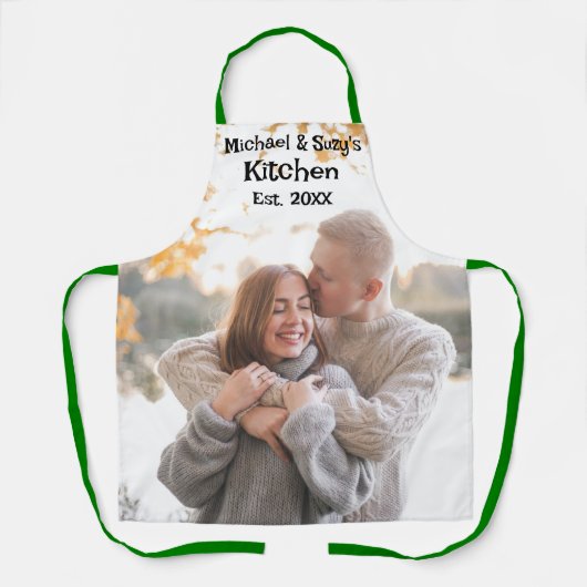 カップルのキッチンのエッセンシャルエプロンパーソナライズされただ エプロン (正面)