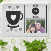 カップルのキッチンエストデイトコーヒーフォトブラック キッチンタオル (折り畳み)