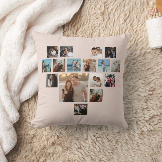 カップルのギフトバレンタインデーのハート写真コラージュ クッション (ブランケット)