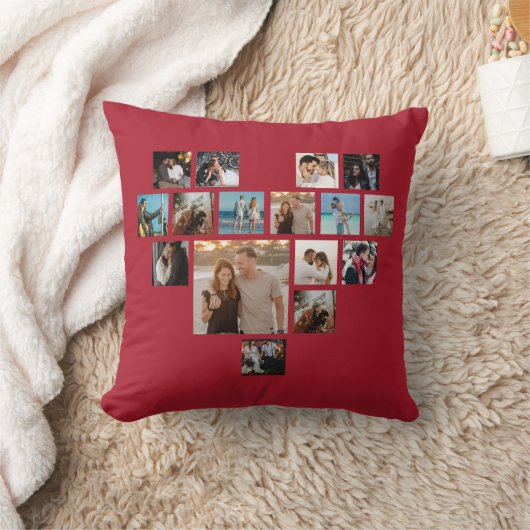カップルのギフトバレンタインデーのハート写真コラージュ クッション (ブランケット)