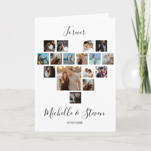 カップルのギフトバレンタインデーのハート写真コラージュ シーズンカード (正面)