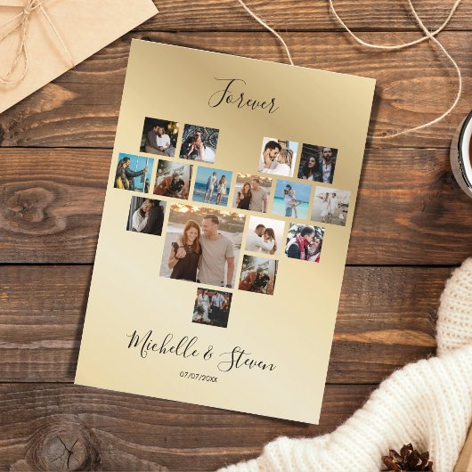 カップルのギフトバレンタインデーのハート写真コラージュ シーズンカード